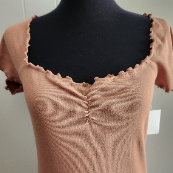 Abound, Short Sleeve Dress, Tan w/Lettuce Edge, M - Picture 2 of 4